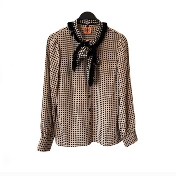 ✨ Tory Burch “Waverly” Silk Blouse – Size 10 - Picture 2 of 7